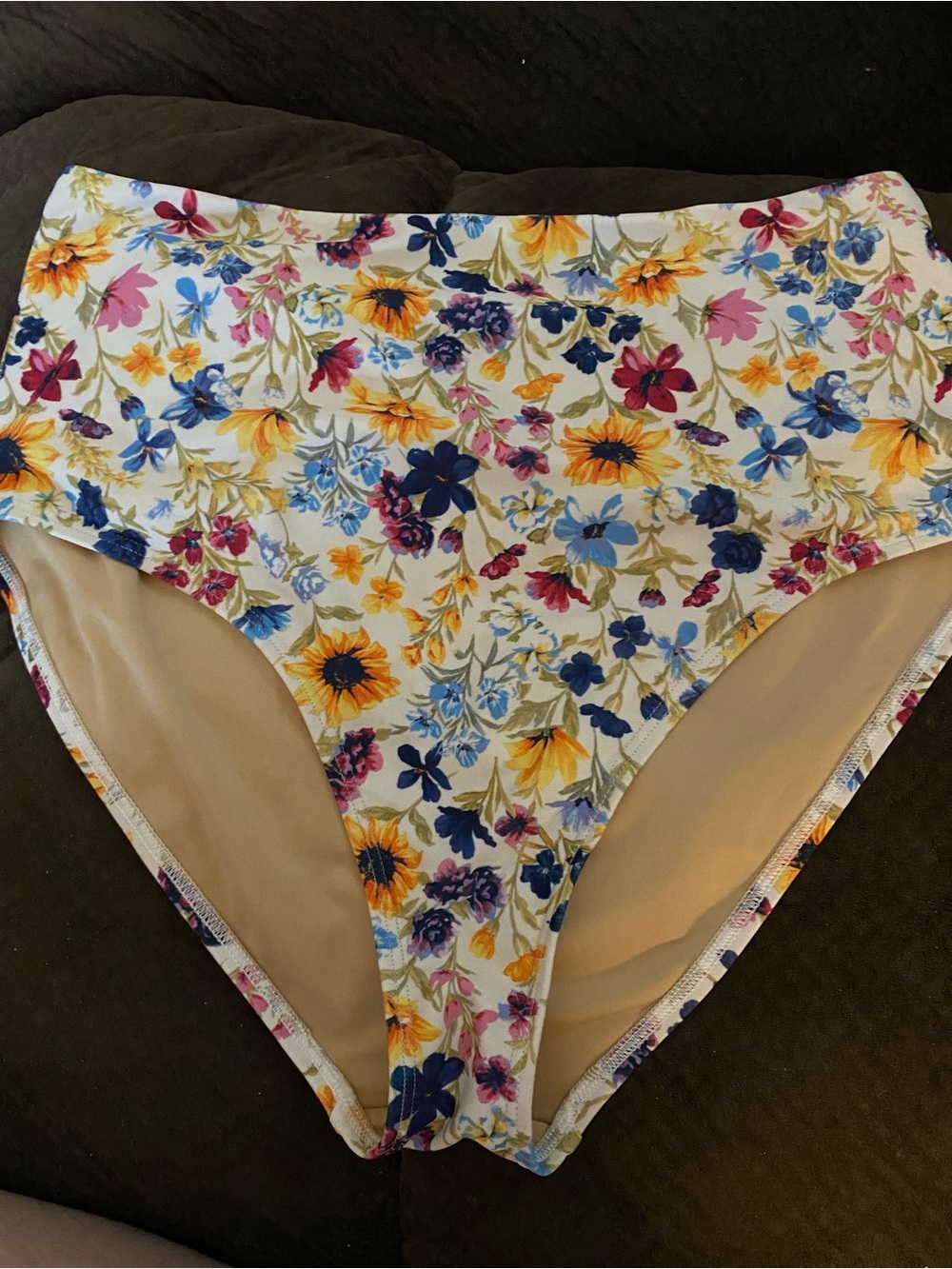 Old Navy Floral High-Waist Bikini Bottoms in White, Yellow, Blue, Pink